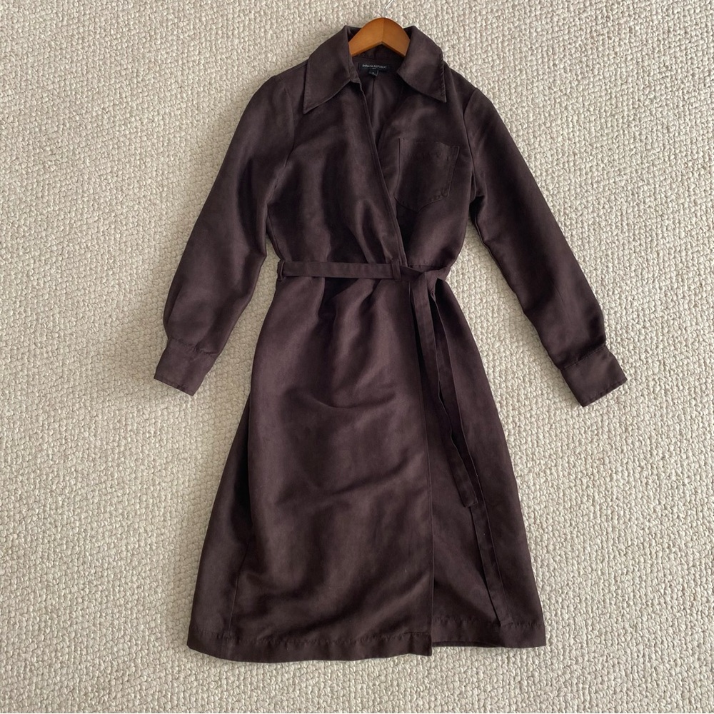Banana Republic Chocolate Brown Vegan Suede Wrap Dress Size 6